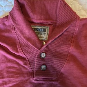 Burgundy Mens M Sweater by 21 Men, Casual Pullover w 2 buttons